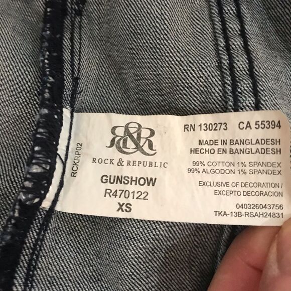 Rock & Republic Gunshow Stars Denim Vest Blue Sz XS - Picture 12 of 16